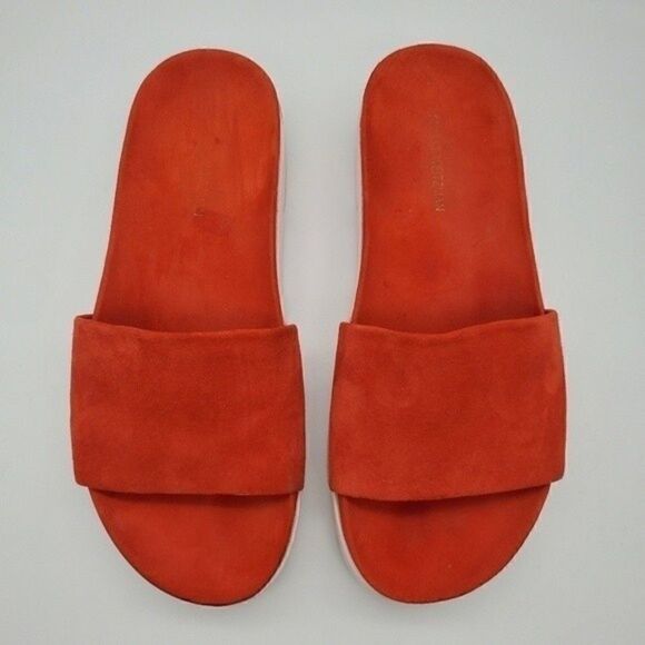 𝅺STUART WEITZMAN Landslide Suede Slide Sandals Red Orange Size 6M - Picture 11 of 11